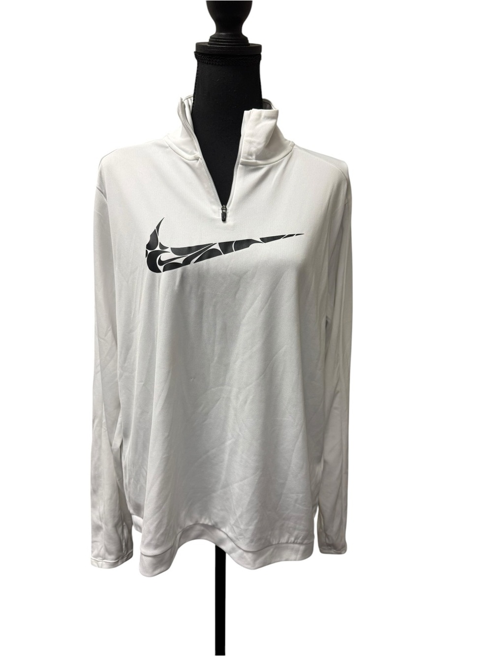 Nike Dri-FIT White Quarter Zip Running Pullover Active Top XL Athletic